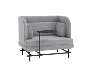 Home Super Comfy Armchair Sofa With Table In Grey And Black Frame
