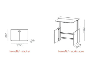 Homefit Smart Cabinet With Height Adjustable Worktop And Storage Shelf Dimensions