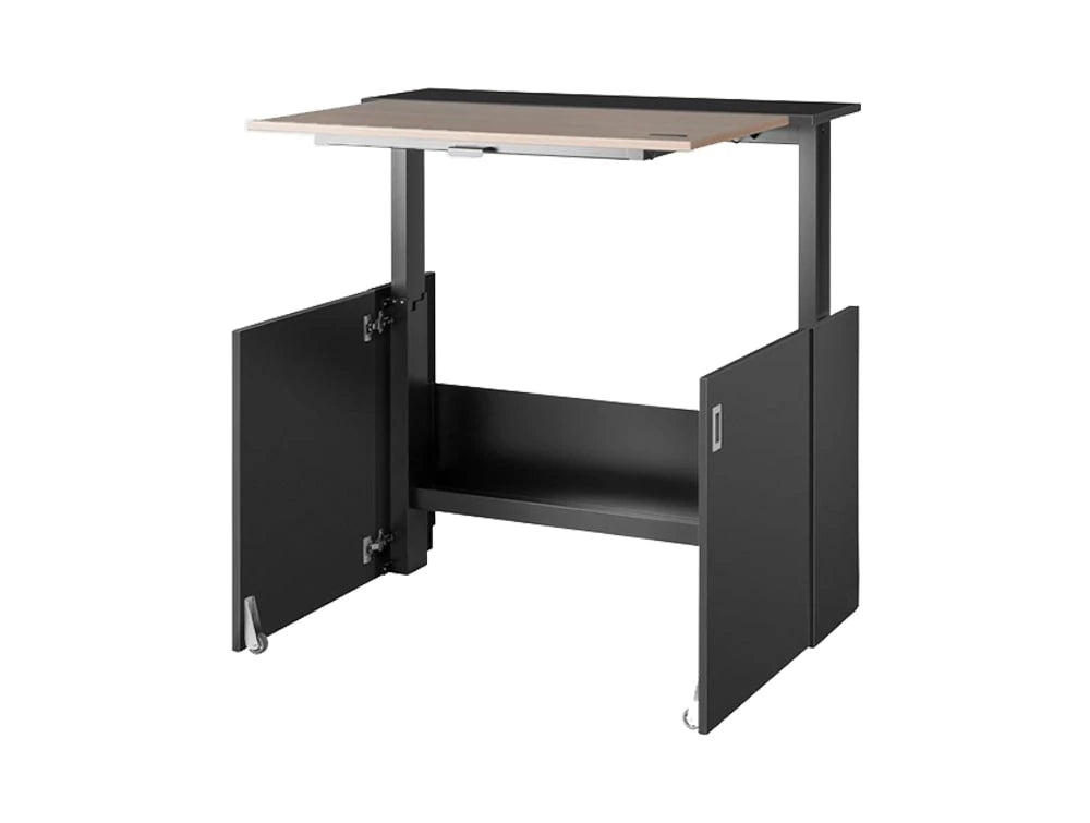 Homefit Smart Cabinet With Height Adjustable Worktop And Storage Shelf In Black Extended