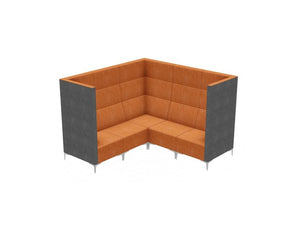 Huddle Modular Cave High Seating Pod With Chrome Feet And Orange Finish