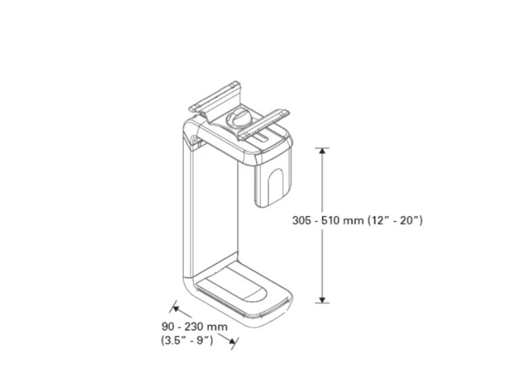 Humanscale Cpu600 Under Desk Cpu Holder In Aluminum Finish 5 Dimensions