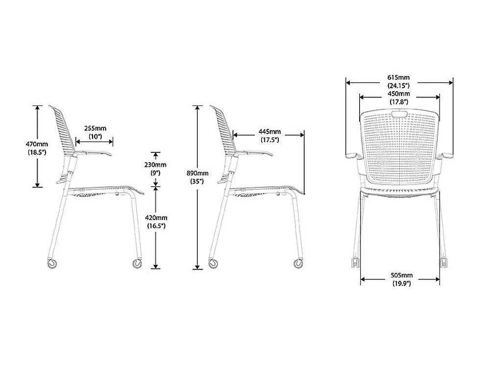 Humanscale Cinto Stackable Chair With Floating Backrest Technology 8 Dimensions