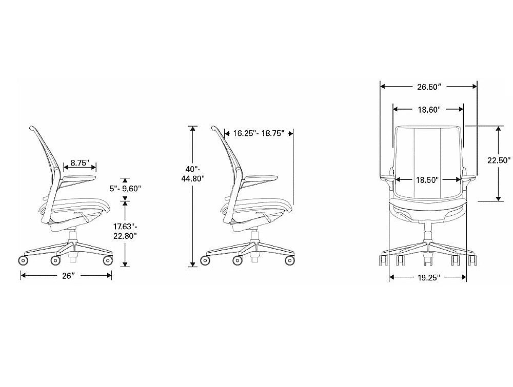 Humanscale Diffrient Smart Task Office Chair With U Shaped Mesh Back 10 Dimensions