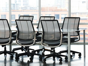 Humanscale Diffrient Smart Task Office Chair With U Shaped Mesh Back 9 With Tailored Backrest In Conference Room