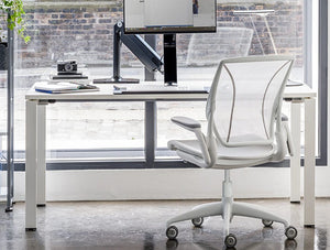 Humanscale Diffrient World All Mesh Task Office Chair 7 In White Frame In Work Desk