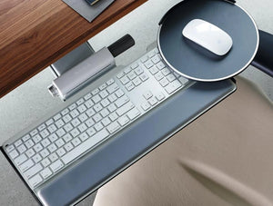 Humanscale Ergonomic Keyboard Tray Drawer 4 In Gray On Wood Top Table