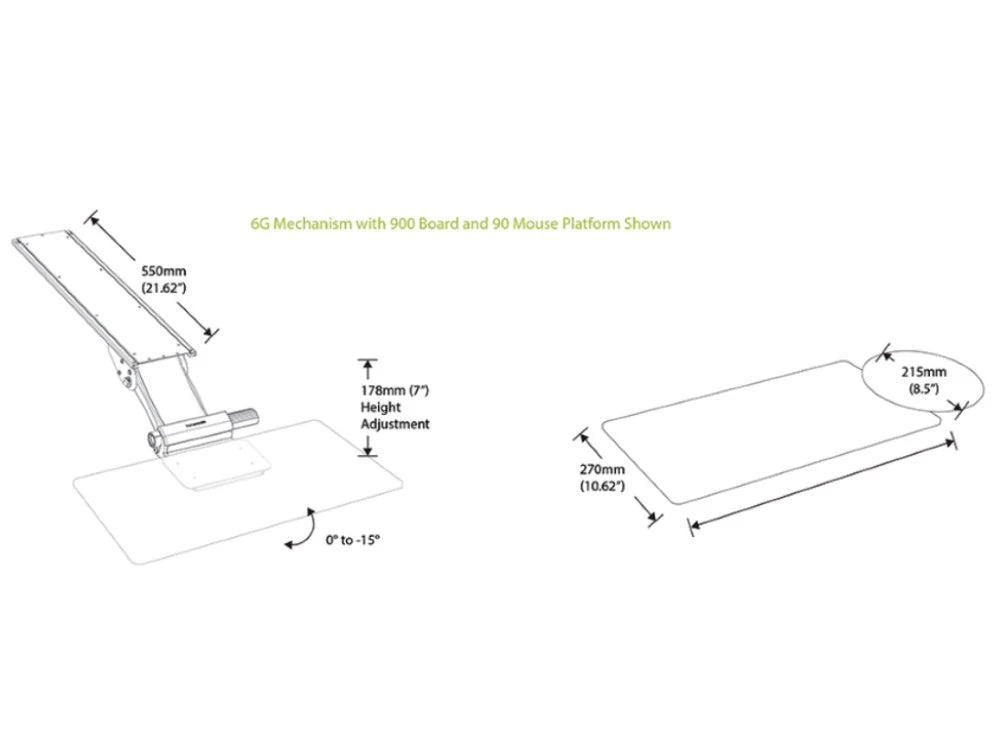 Humanscale Ergonomic Keyboard Tray Drawer 7 Dimensions