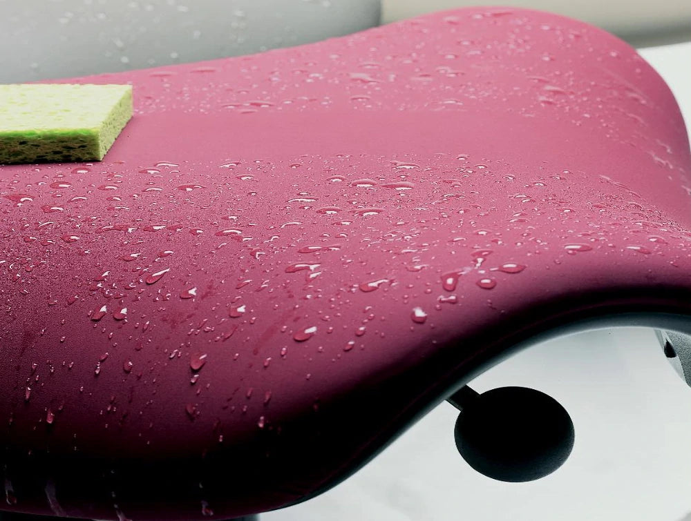 Humanscale Freedom Saddle And Pony Task Stool With Triangular Cushion 3 In Red With Waterproof Feature