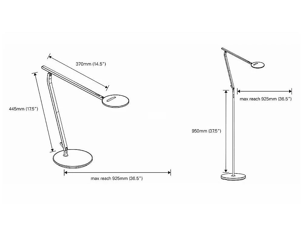 Humanscale Infinity Led Task Light With Constant Torque Forever Hinges 10 Dimensions