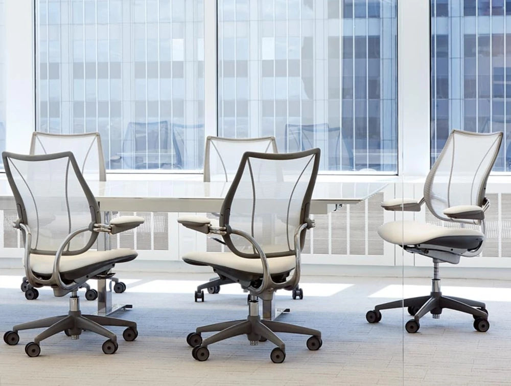 Humanscale Liberty Mesh Back Task Office Chair 9 in Silver with Silver Frame