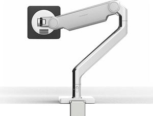 Humanscale M2.1 Adjustable Monitor Arms With Accessory Bracket 2 In Polished Aluminum With White Trim