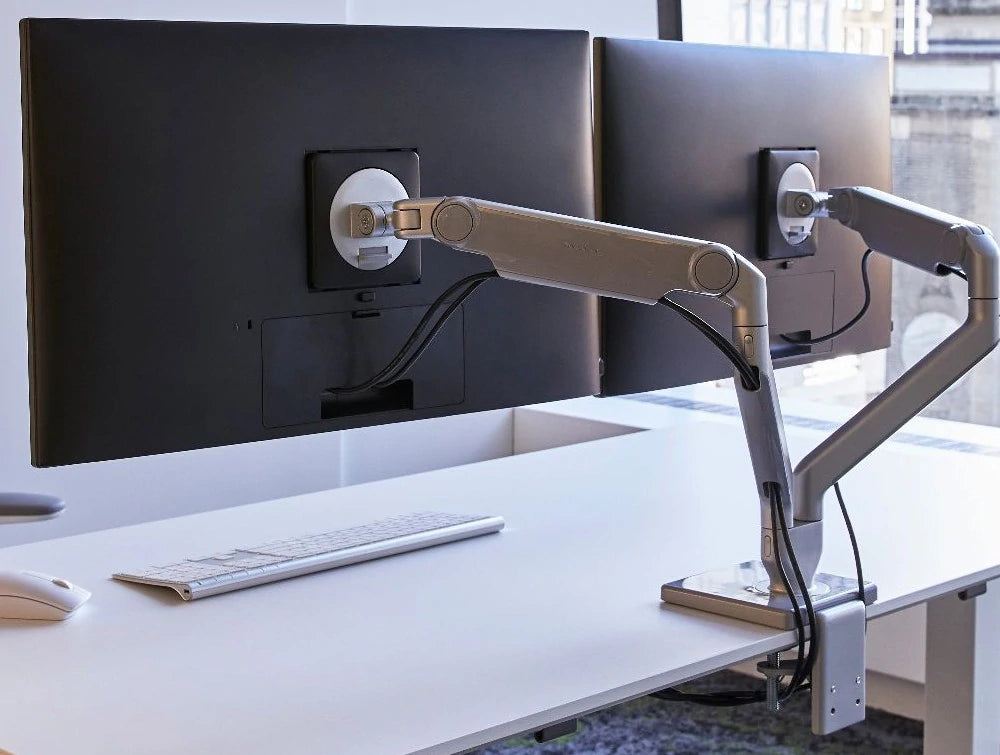 Humanscale M2.1 Adjustable Monitor Arms With Accessory Bracket 6 With Dual Monitor