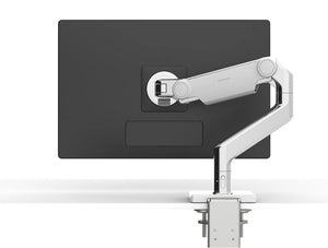Humanscale M8.1 Adjustable Monitor Arms For Up To 2 Monitors 4 In Polished Aluminum With White Trim With Single Monitor