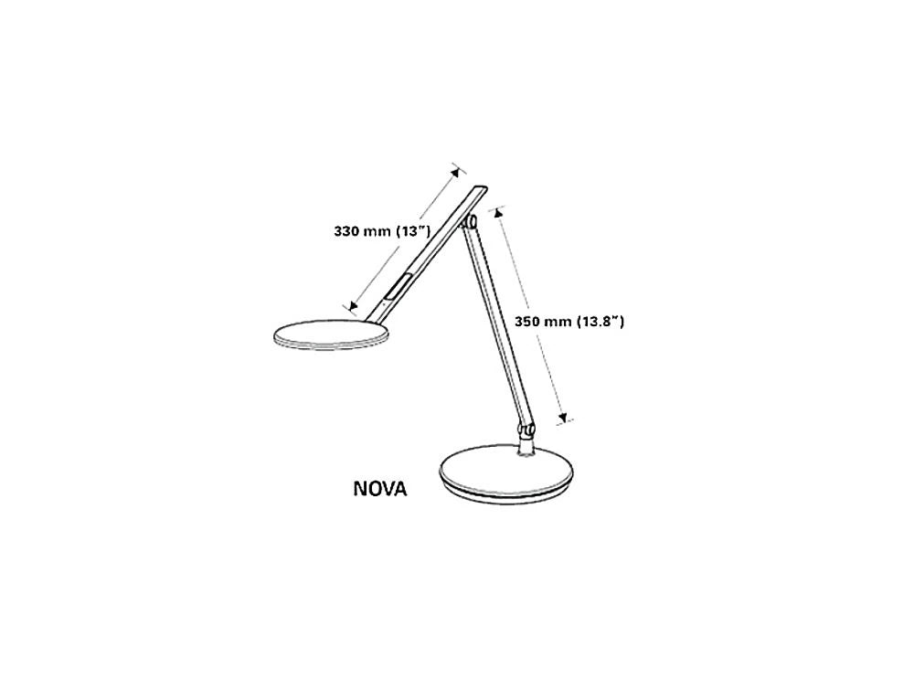 Humanscale Nova Adjustable Desk Light With Charging Desktop Base 8 Dimensions