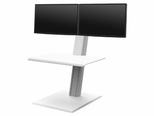 Humanscale Quickstand Eco Desk Converter For Home And Corporate Office 5 In White With Dual Monitor