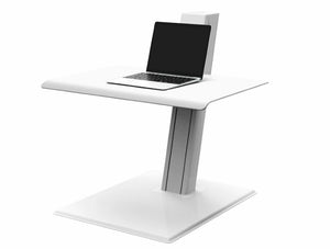 Humanscale Quickstand Eco Desk Converter For Home And Corporate Office 6 In White With Laptop