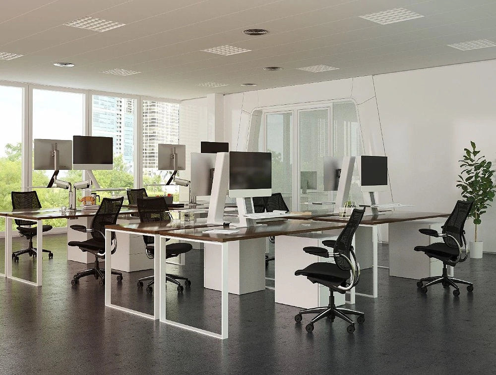 Humanscale Quickstand Under Desk Computer Stand Converter 3 In White In Office