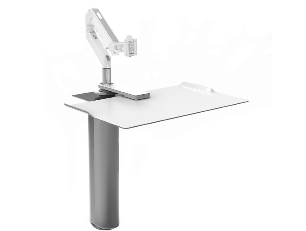 Humanscale Quickstand Under Desk Computer Stand Converter In White With Silver Stand Base