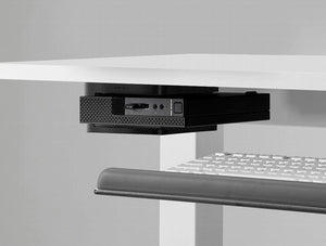 Humanscale Thin Client Holder For Under Desk Cpu With White Keyboard