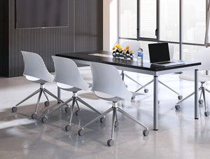Humanscale Trea Chair With Ergonomic Comfort For Office And Home 8 With Four Star Base And White Finish In Conference Room