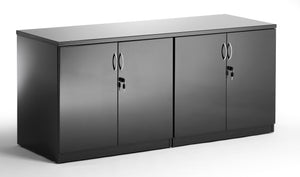 High Gloss 1600mm Credenza Twin Cupboard Black Image 2