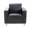 Iceberg Leather Faced Armchair in Metal Feet Black 2