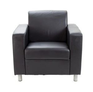 Iceberg Leather Faced Armchair in Metal Feet Black 2