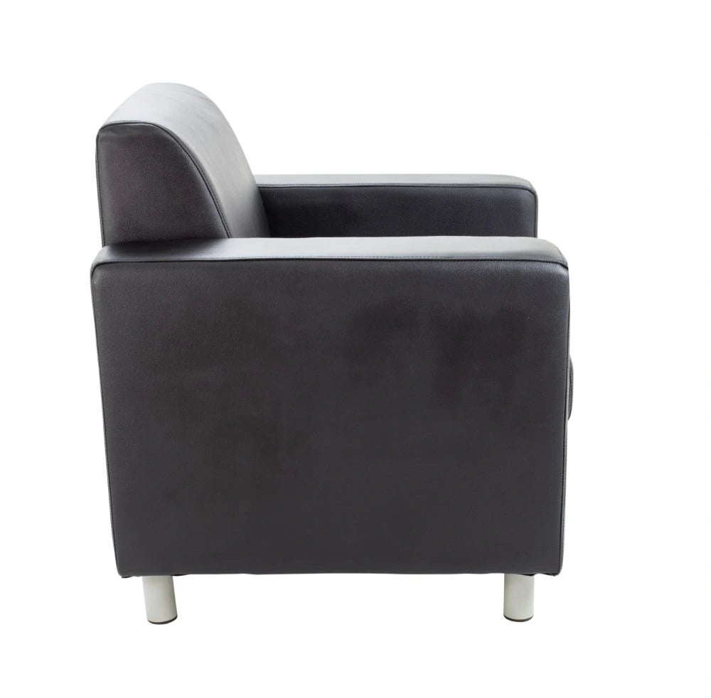 Iceberg Leather Faced Armchair in Metal Feet Black 3