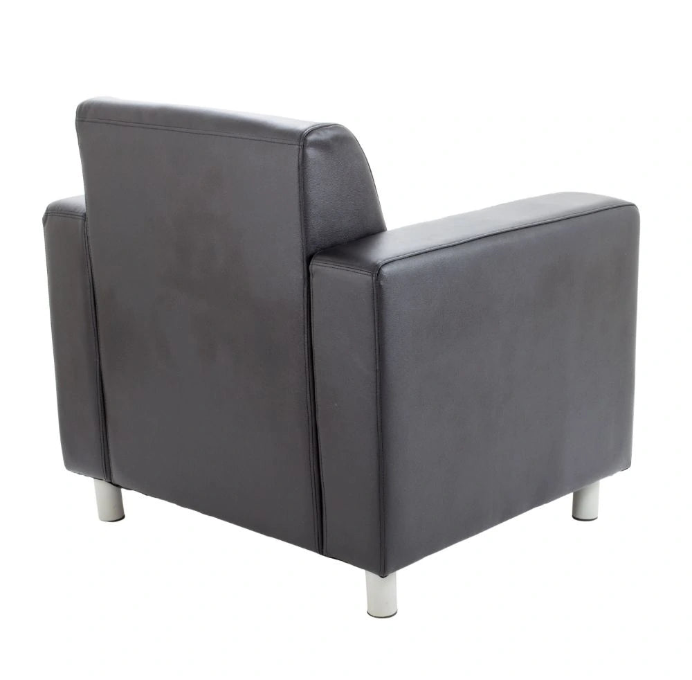 Iceberg Leather Faced Armchair in Metal Feet Black 4