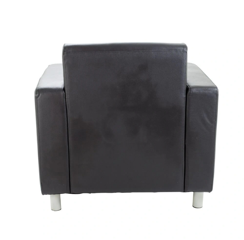 Iceberg Leather Faced Armchair in Metal Feet Black 5