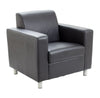 Iceberg Leather Faced Armchair in Metal Feet - Black