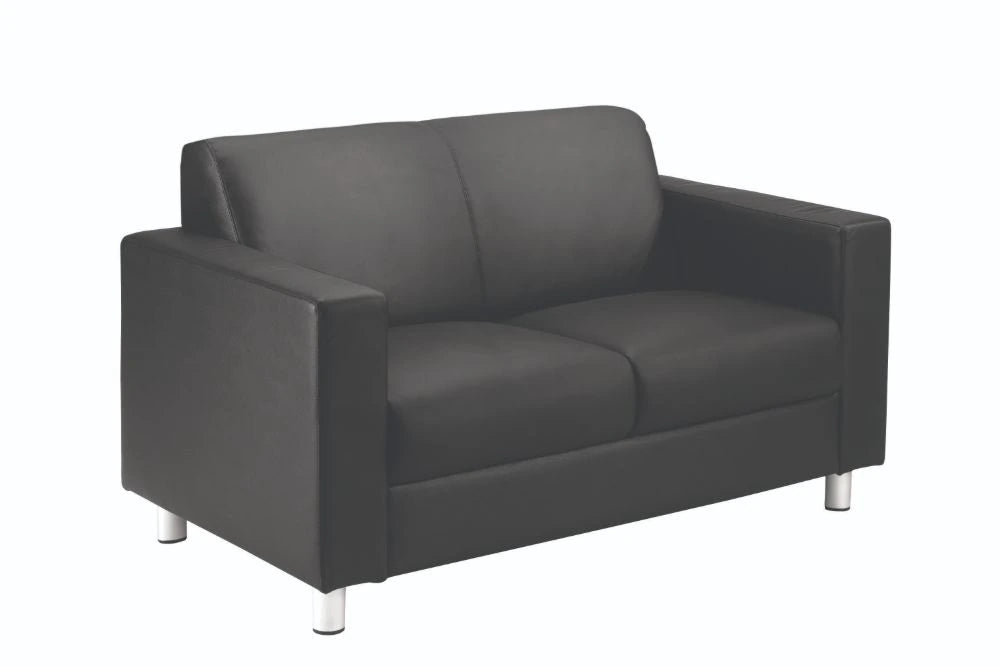 Iceberg Leather Faced Sofa in Metal Feet - Black