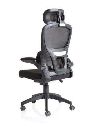 Iris Task Operator Black Mesh Back Fabric Seat With Headrest Image 14