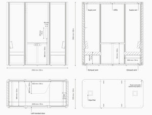 Jetson L2 2-Person Meeting Pod Dimensions