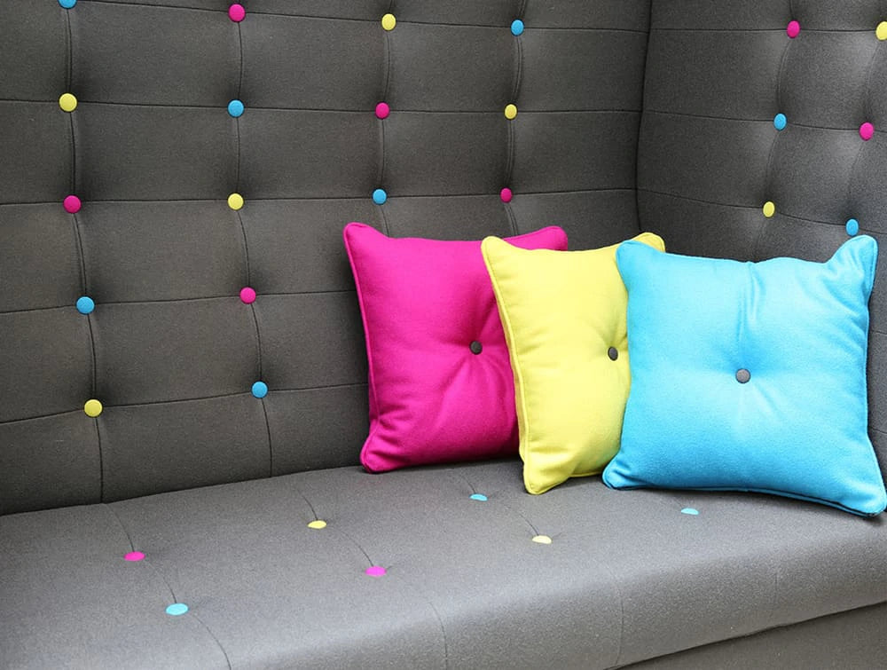 Jig Shed Modern Acoustic Meeting Pod Interior With Multicolour Cushions
