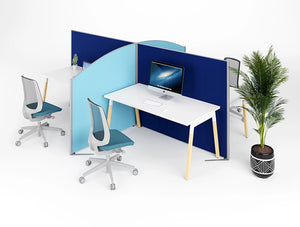 Join Fabric Desk Screens And Office Space Divider Screens In Blue With Desk And Chairs