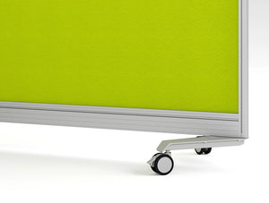 Join Office Fabric Mobile Screen In Green With Castors Closeup