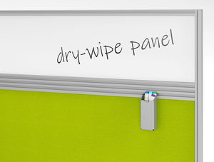 Join Office Fabric Mobile Screen In Green With Dry Wipe Panel Board And Castors