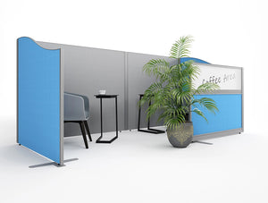 Join Office Space Divider Fabric Screens In Blue With Dry Wipe Panel Board