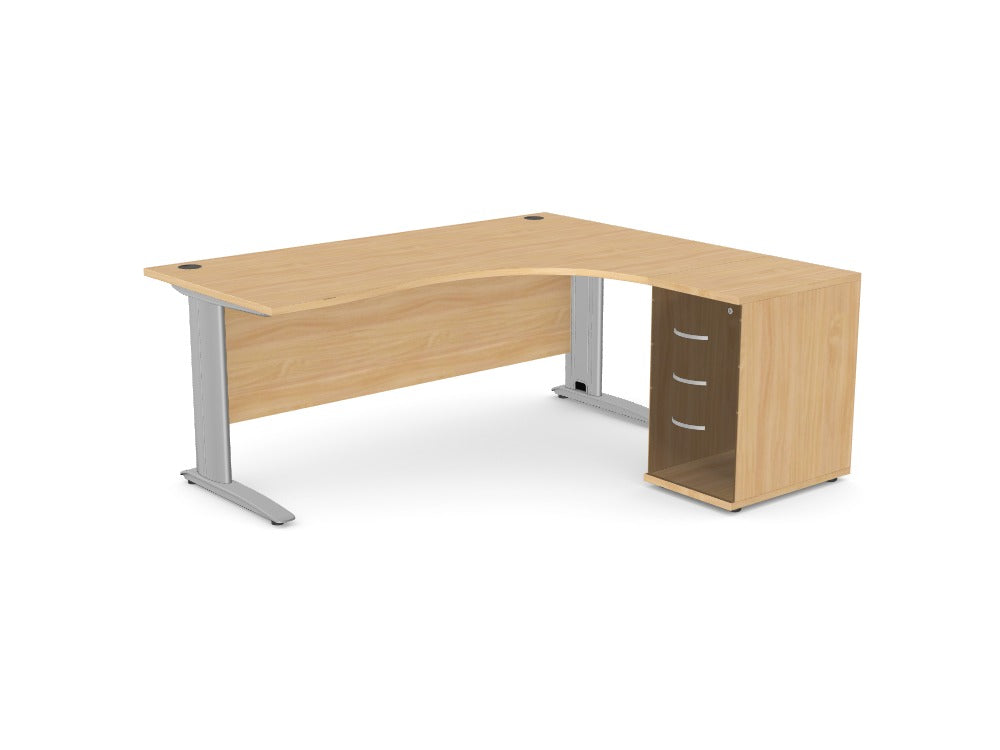 Custom Komo Crescent Desk with Pedestal - Ref: ELKPWS