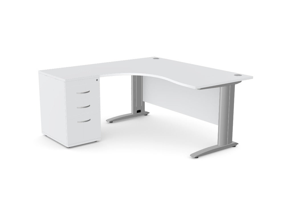 Custom Komo Crescent Desk with Pedestal - Ref: HCXLED