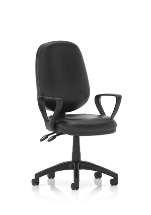 Eclipse Plus II Lever Task Operator Chair Black Bonded Leather With Loop Arms Image 2