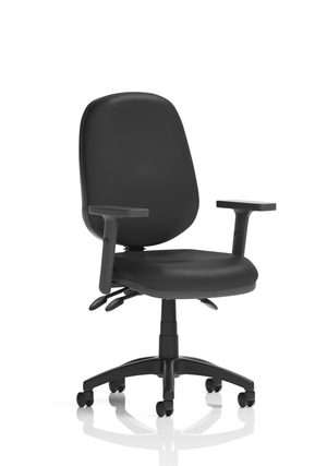 Eclipse Plus III Lever Task Operator Chair Black Bonded Leather With Height Adjustable Arms Image 2