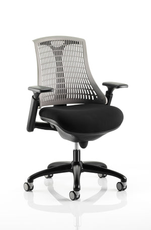 Flex Task Operator Chair Black Frame With Black Fabric Seat Grey Back With Arms Image 2