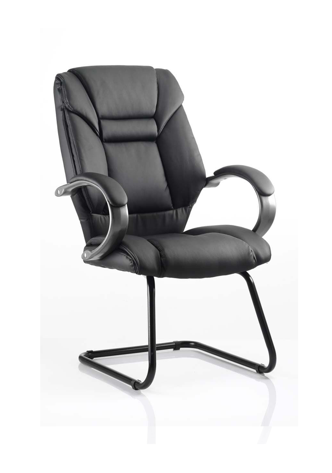 Galloway Cantilever Chair Black Leather With Arms