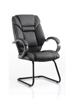 Galloway Cantilever Chair Black Leather With Arms Image 2