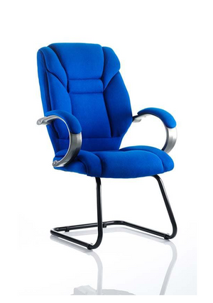 Galloway Cantilever Chair Blue Fabric With Arms Image 2