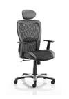 Victor II Executive Chair Black Leather Black Mesh With Arms With Headrest Image 2