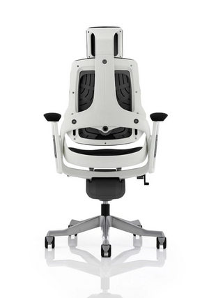 Zure Executive Chair White Shell Black Fabric With Arms And Headrest Image 4