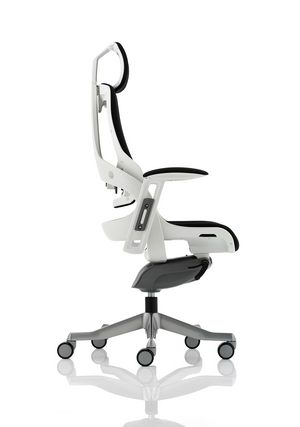 Zure Executive Chair White Shell Black Fabric With Arms And Headrest Image 6